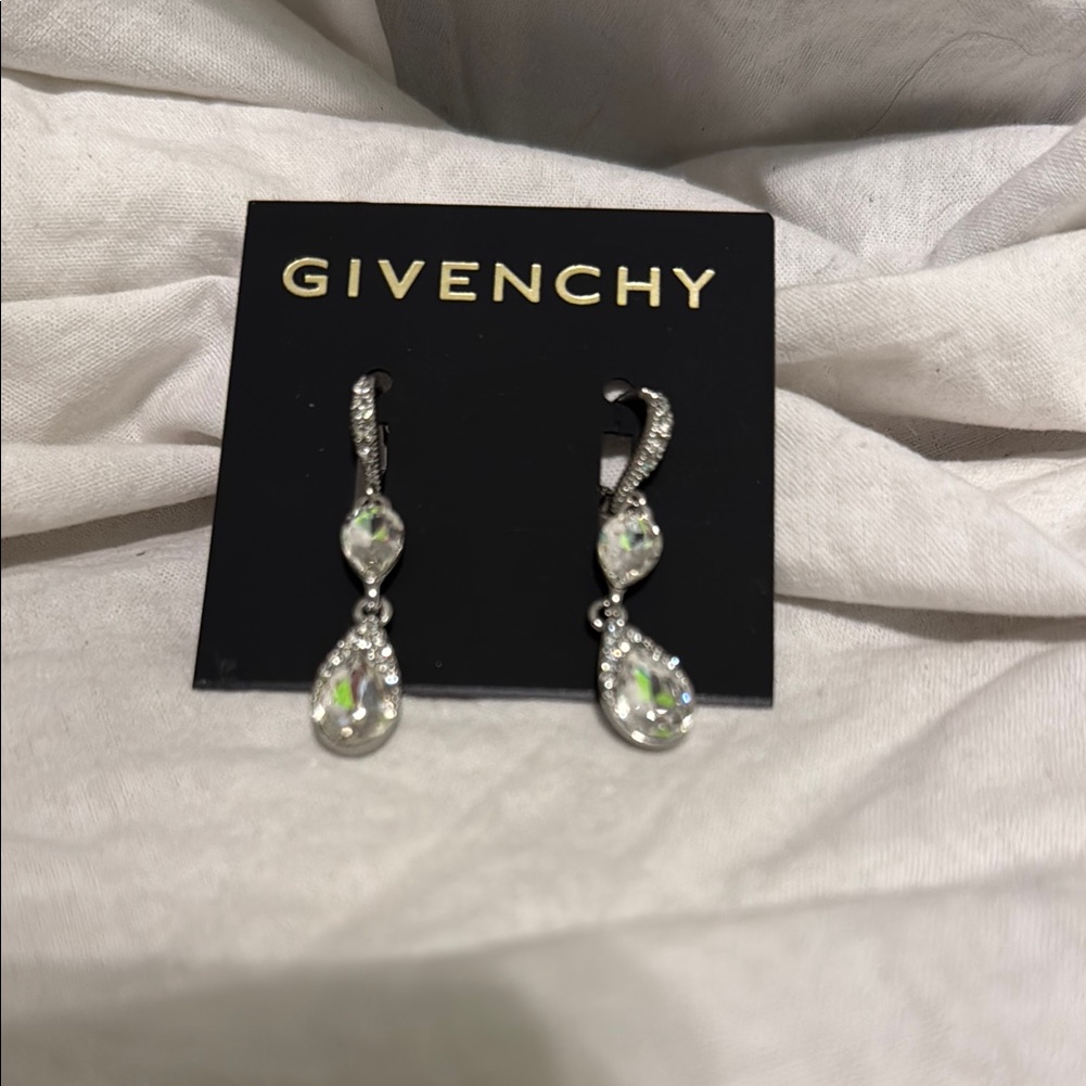 Givenchy Silver And Iridescent Crystal Earrings